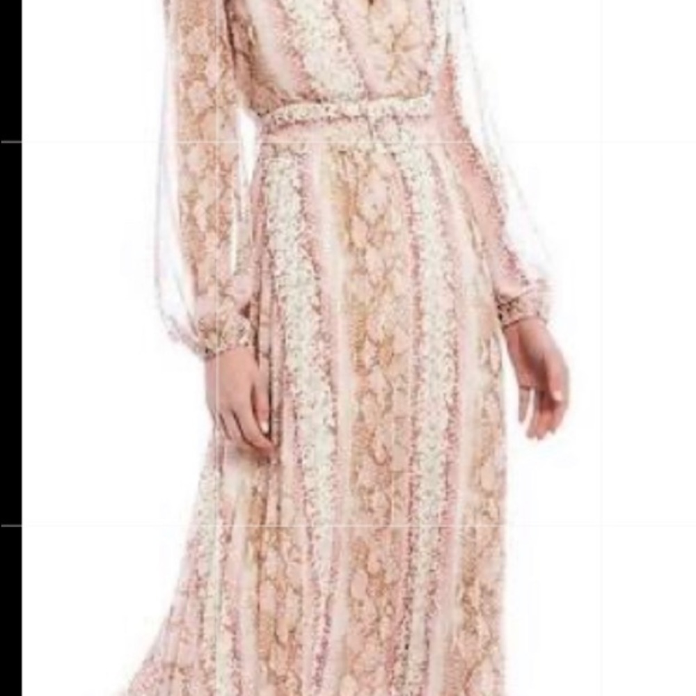 Lucy Paris Blush and Ivory Lace Midi Dress